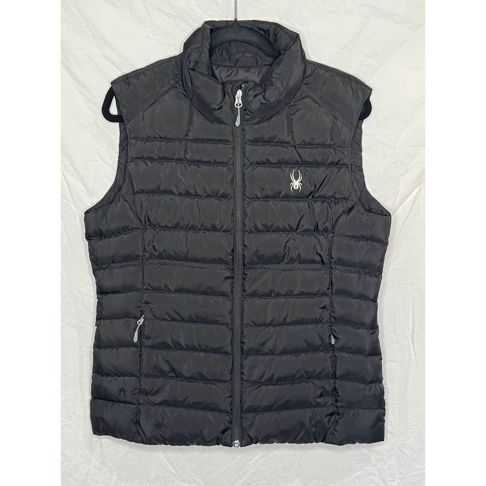 Spyder Down Puffer Vest Mens L Black Insulated Full Zip Ski Outdoor Cabincore